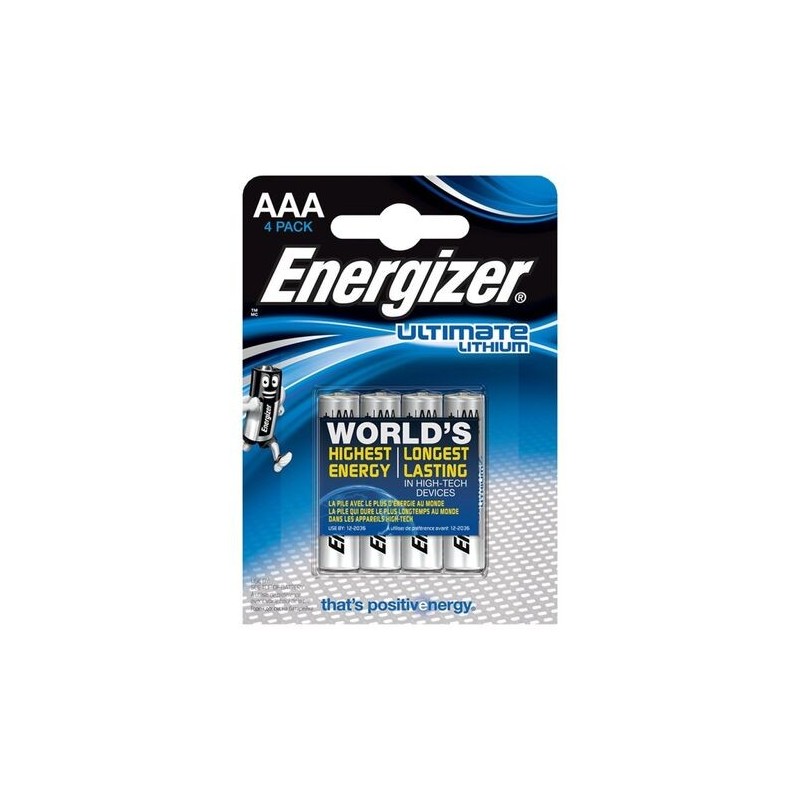 Piles Lithium AAA LR03 x4 Ultimate Energizer