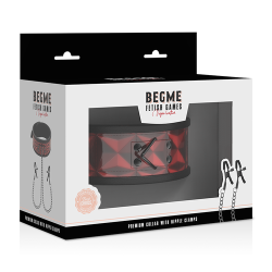 Collier Premium Doublé Edition rouge avec pinces Begme