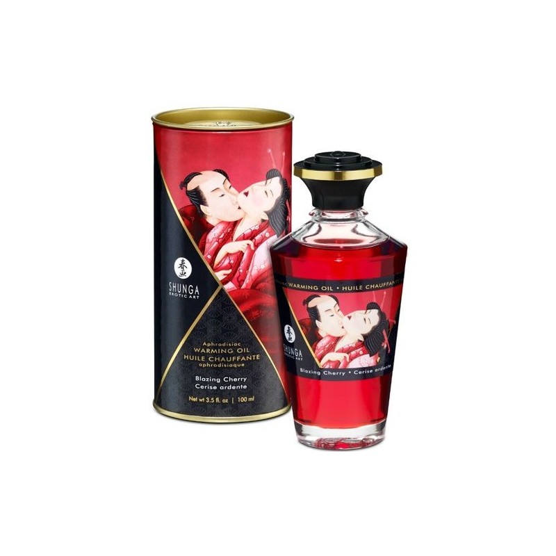 Huile de massage effet chaud cerise Shunga