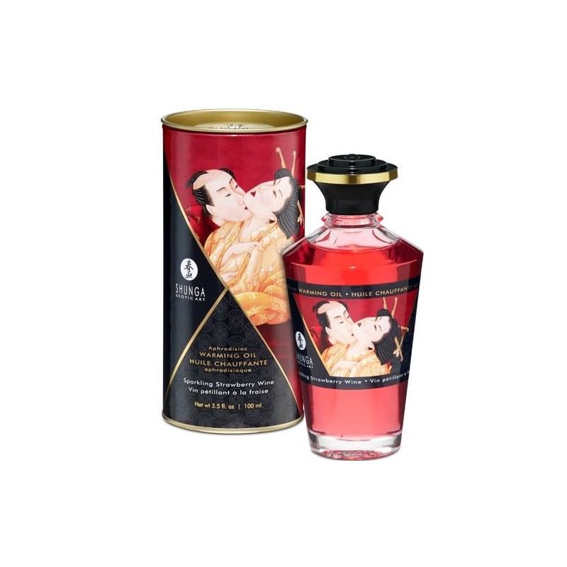 Huile de massage effet chaud fraise cava Shunga