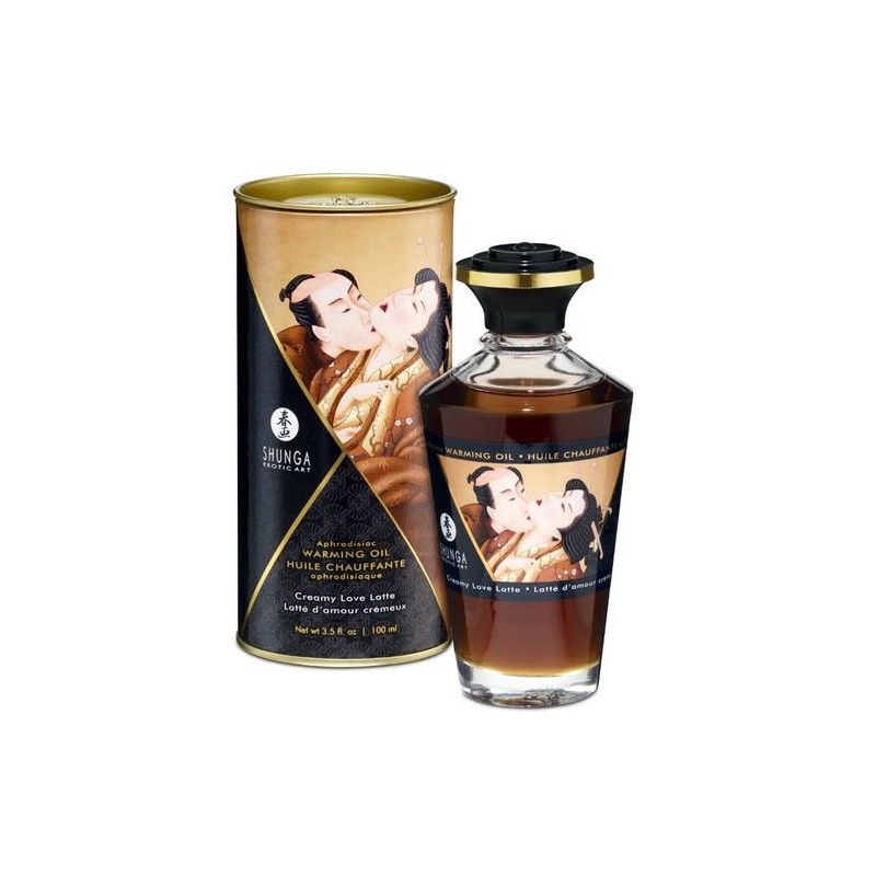 Huile de massage effet chaud Latte Shunga