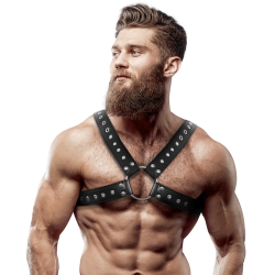 Harnais Cuir Cross-Over avec clous