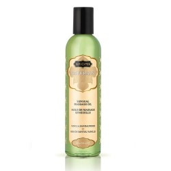 Huile massage vanille, bois de Santal Kamasutra
