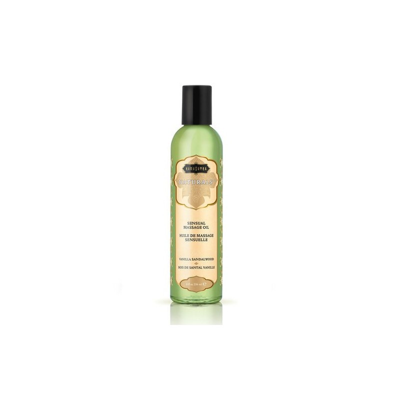 Huile massage vanille, bois de Santal Kamasutra