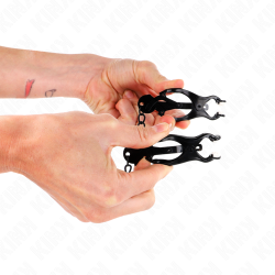 Pinces noires trèfle japonaises avec chaine KINK