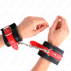 Bracelets cuir noir avec bande rouge Kink