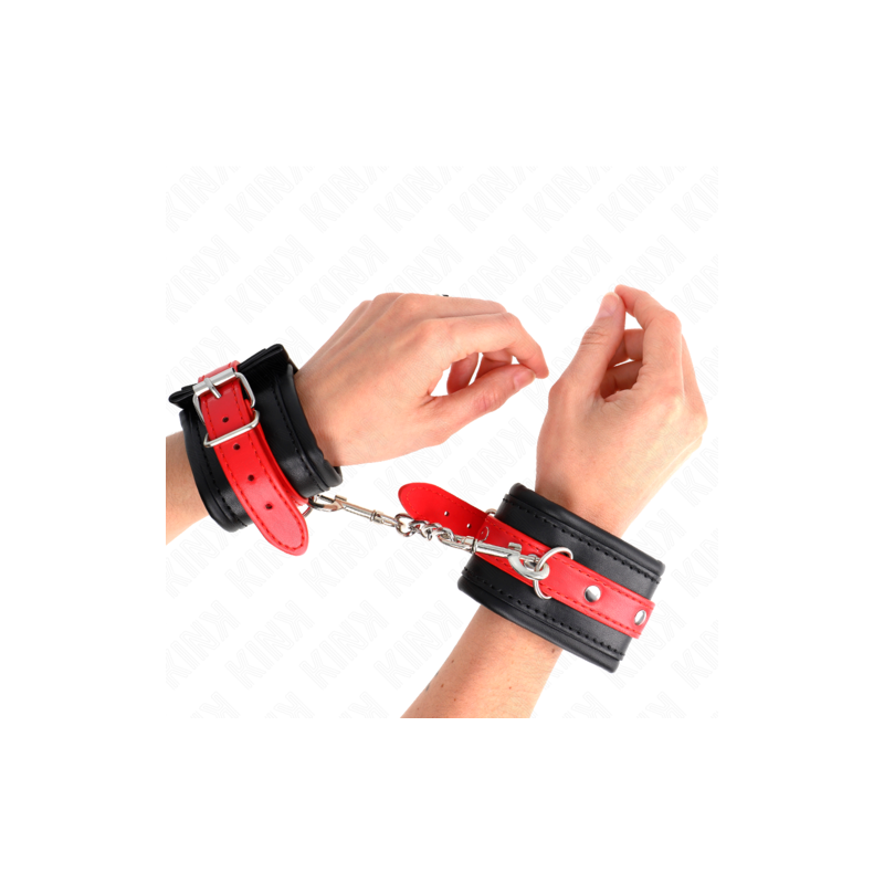 Bracelets cuir noir avec bande rouge Kink