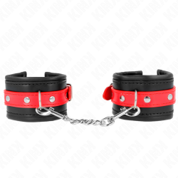Bracelets cuir noir avec bande rouge Kink