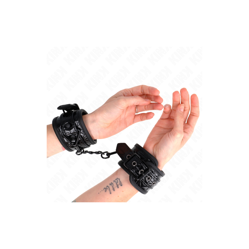 Bracelets cuir noir motif brillants Kink