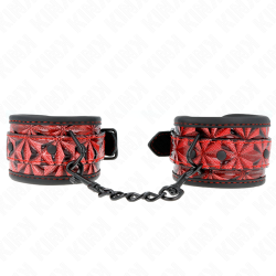Bracelets cuir noir motif brillants rouges Kink