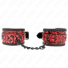 Bracelets cuir noir motif brillants rouges Kink