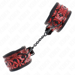 Bracelets cuir noir motif brillants rouges Kink