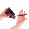 Bracelets cuir noir motif brillants rouges Kink