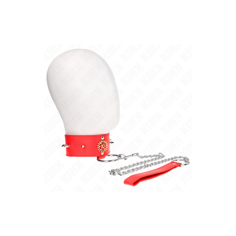 Collier rouge avec diamant et laisse Kink