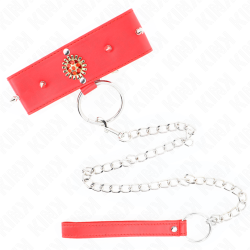 Collier rouge avec diamant et laisse Kink