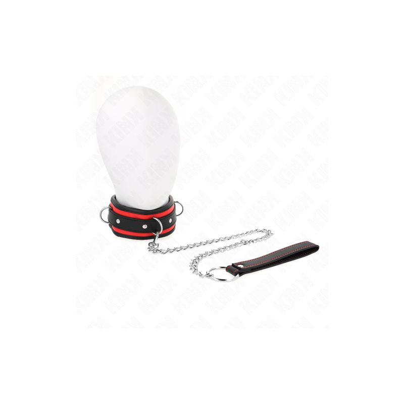 Collier noir rouge avec laisse Kink