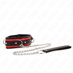 Collier noir rouge avec laisse Kink