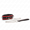 Collier noir rouge avec laisse Kink