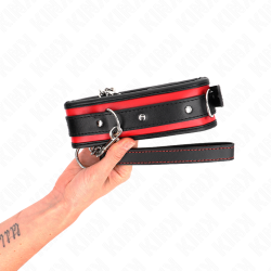 Collier noir rouge avec laisse Kink