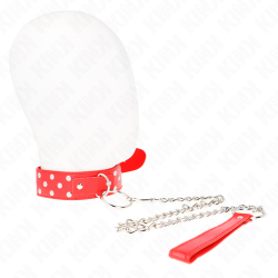 Collier rouge à rivets avec laisse Kink