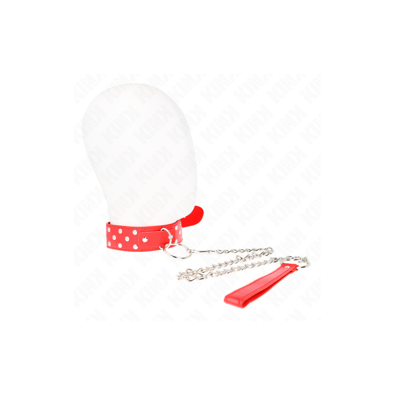 Collier rouge à rivets avec laisse Kink