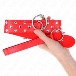 Collier rouge à rivets avec laisse Kink