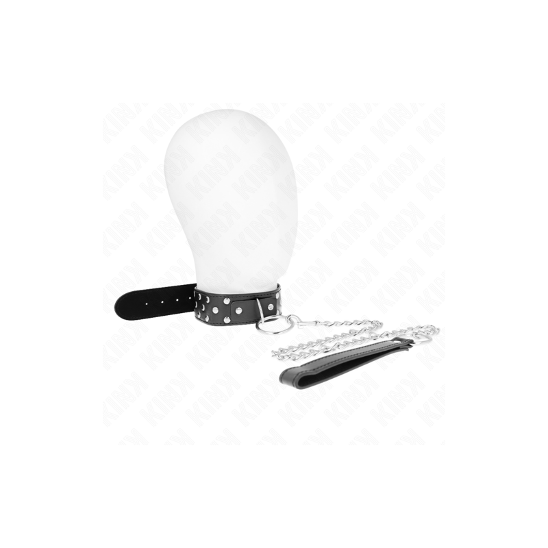 Collier noir à rivets avec laisse Kink