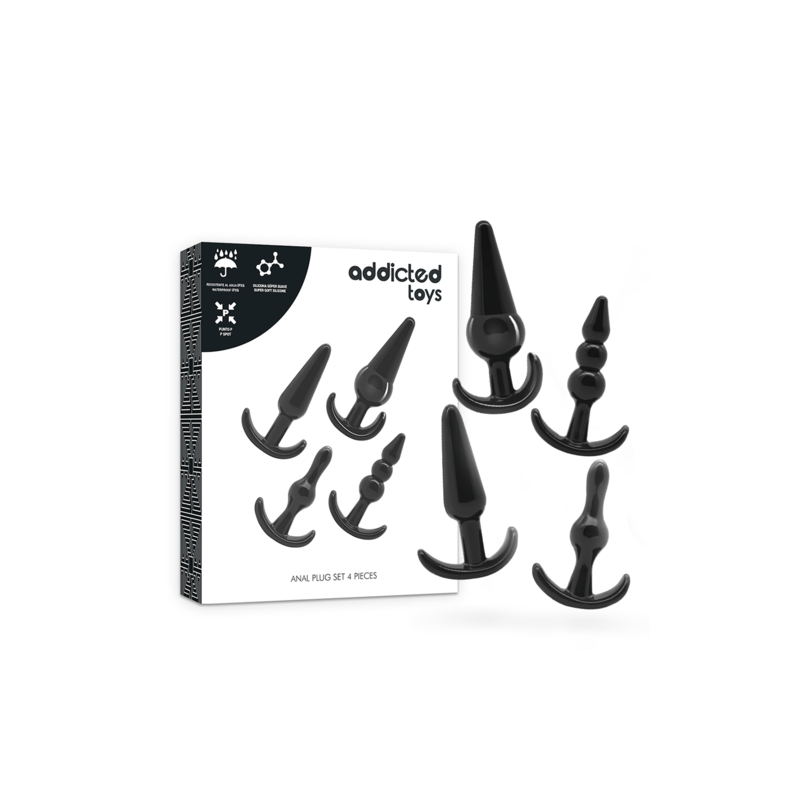 Plug anal kit 4 pièces noir Addicted Toys
