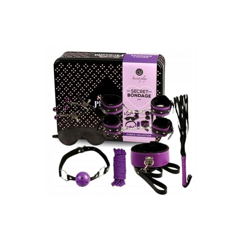 Set 8pcs mauve-noir BDSM SecretPlay