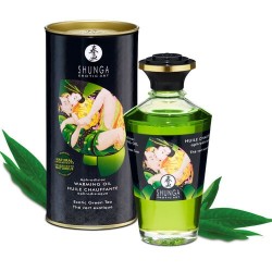 Huile de massage effet chaud Thé vert BIO Shunga