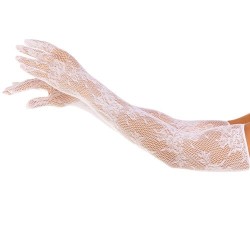Gants blancs longs en dentelle florale Leg Avenue