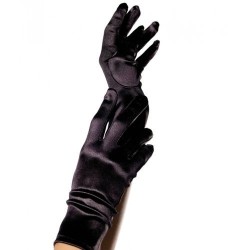 Gants en satin noir Leg Avenue