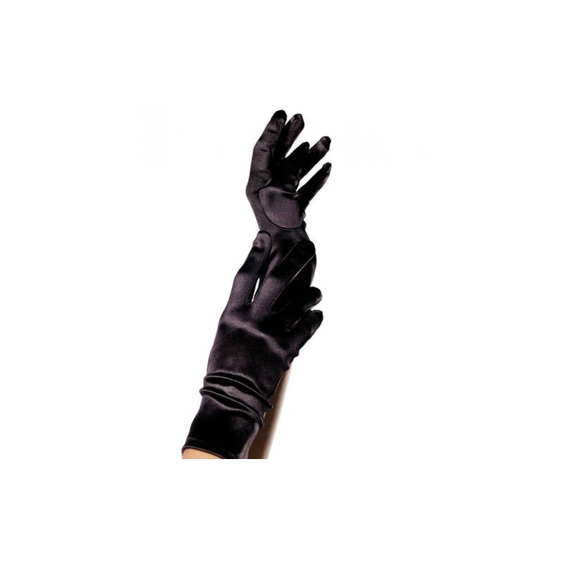 Gants en satin noir Leg Avenue