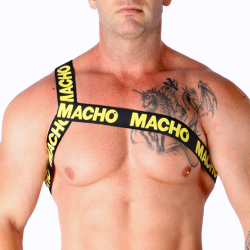 Harnais roman noir jaune Macho