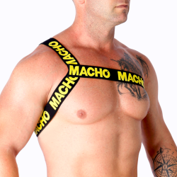 Harnais roman noir jaune Macho