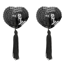 Cache tétons coeur franges noirs Coquette Chic