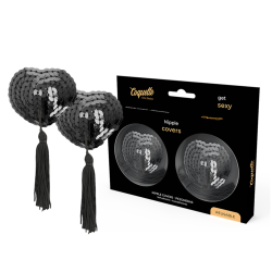 Cache tétons coeur franges noirs Coquette Chic
