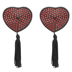 Cache tétons coeur et franges noir rouge Coquette Chic
