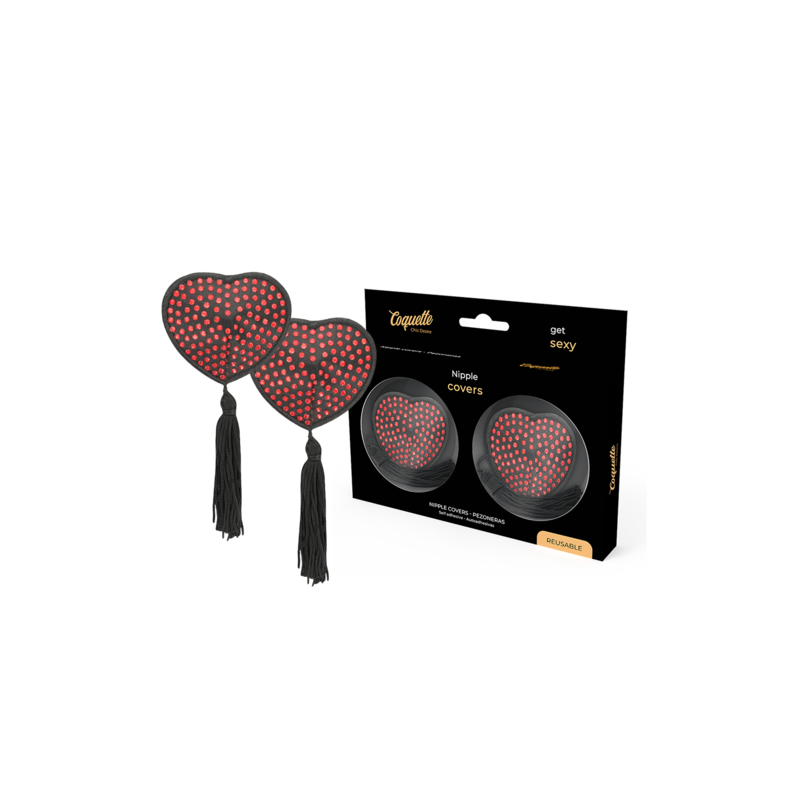 Cache tétons coeur et franges noir rouge Coquette Chic
