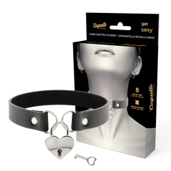 Collier ras de cou noir coeur cadenas Coquette Chic