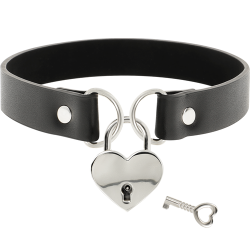 Collier ras de cou noir coeur cadenas Coquette Chic