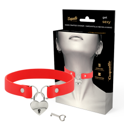 Collier ras de cou rouge coeur cadenas Coquette Chic