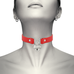 Collier ras de cou rouge coeur cadenas Coquette Chic