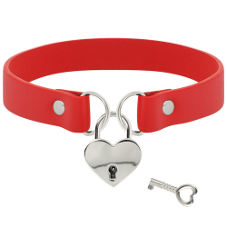 Collier ras de cou rouge coeur cadenas Coquette Chic