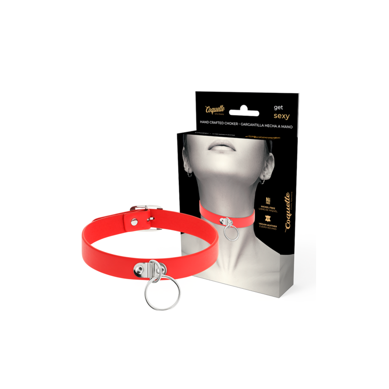 Collier ras de cou rouge avec boucle Coquette Chic