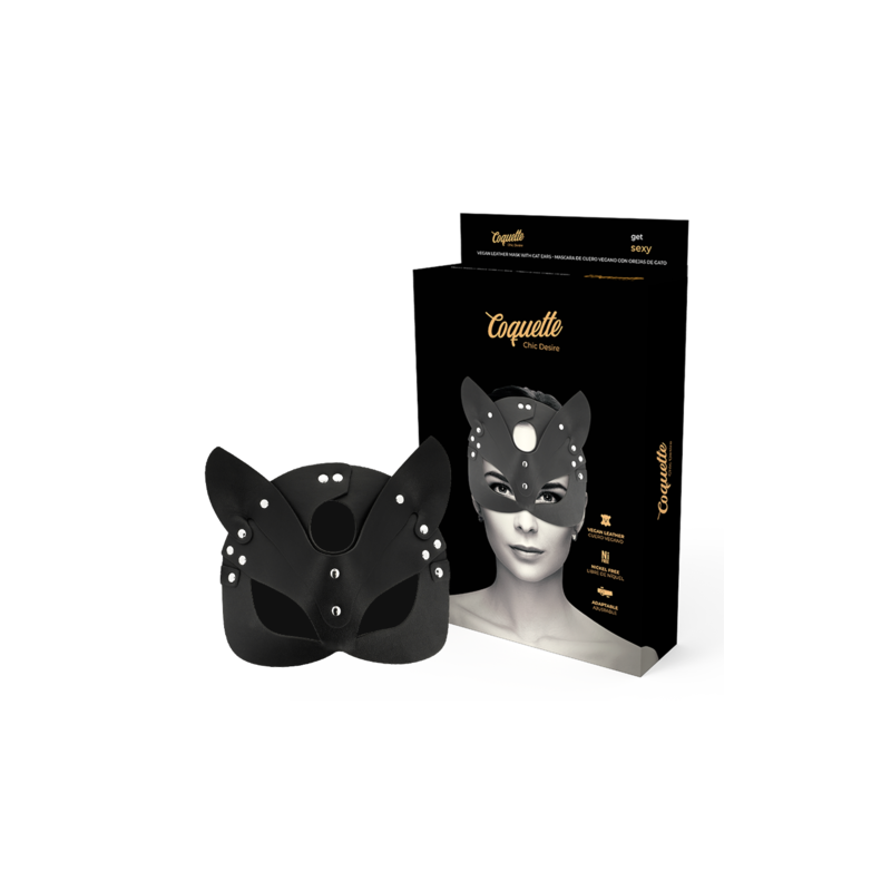 Masque cuir végan oreilles de chat Coquette Chic