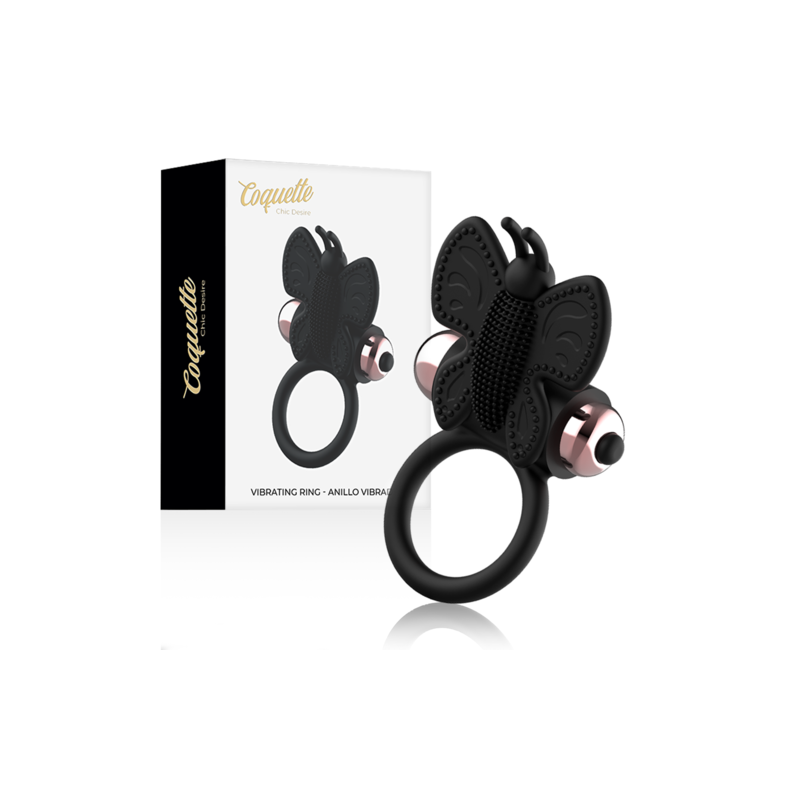 Cockring vibrant Papillon noir Coquette Chic