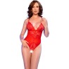 Body entrejambes ouvert rouge Chilirose