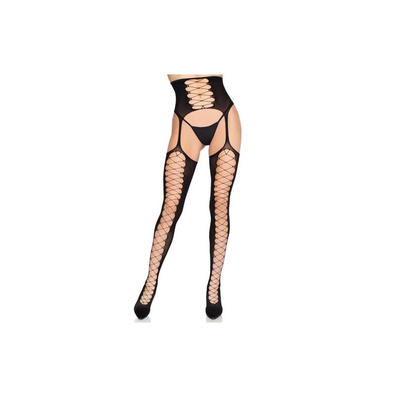 Bas 1968 dentelle et porte-jarretelle noir Leg Avenue