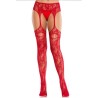 Bas dentelle et porte-jarretelle rouge Leg Avenue